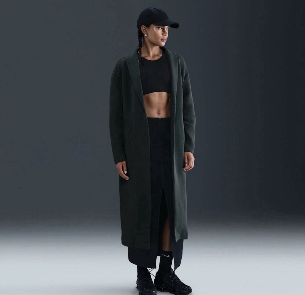 Nike Tech Fleece Oversized Duster Cardigan Jacket Seaweed Green Sz L NWT $200